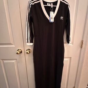 Adidas Long Sleeve Dress in Black with White Accents